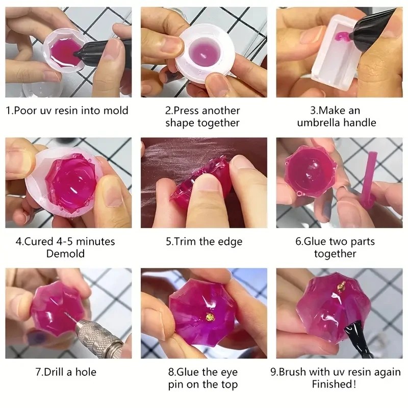 Resin Art Guide - 4pcs diy crystal resin cute umbrella