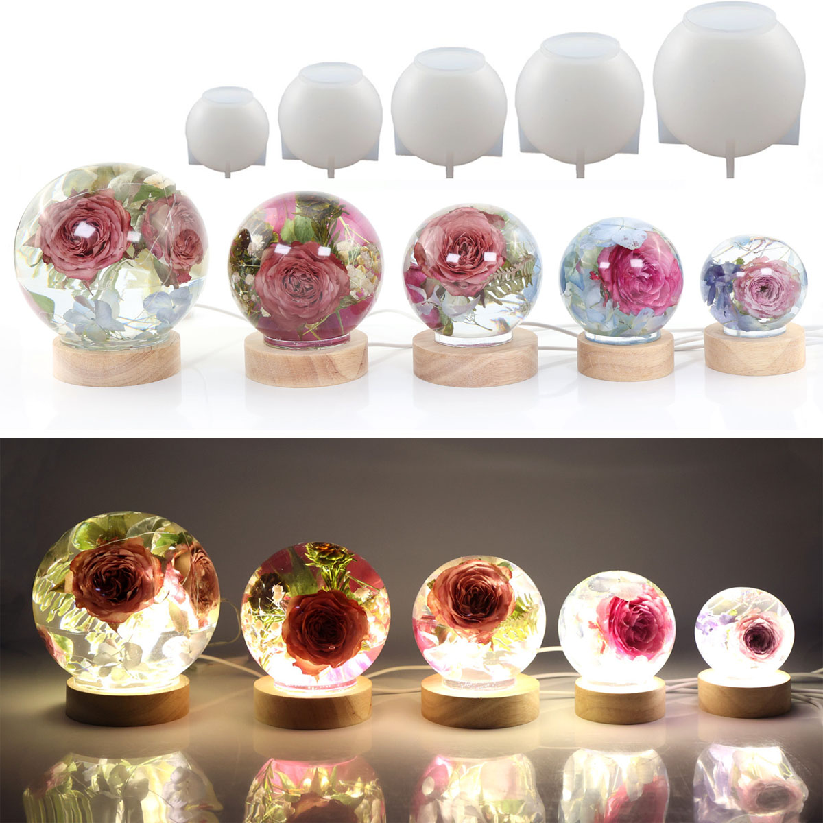 Resin Art Guide - 65-120mm Sphere Ball Silicone Mold For
