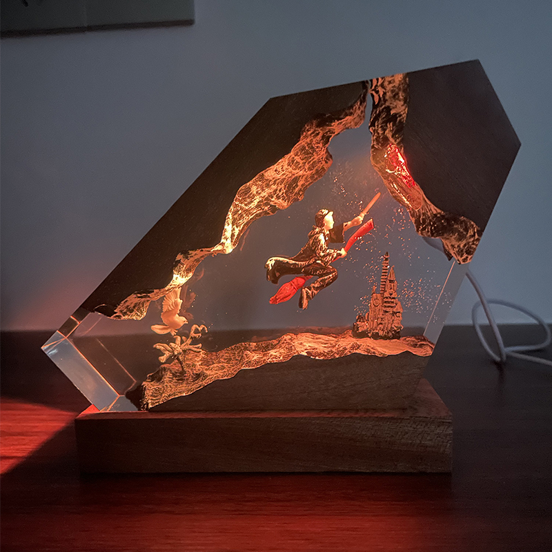 Resin Artist - Wood Resin Epoxy Lamp Wizard Boy