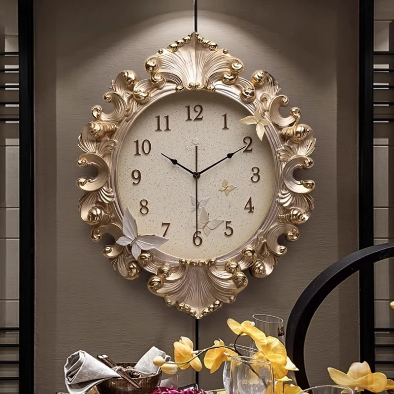 Resin Art Wall Clock - European Style Room Wall Clock Classical