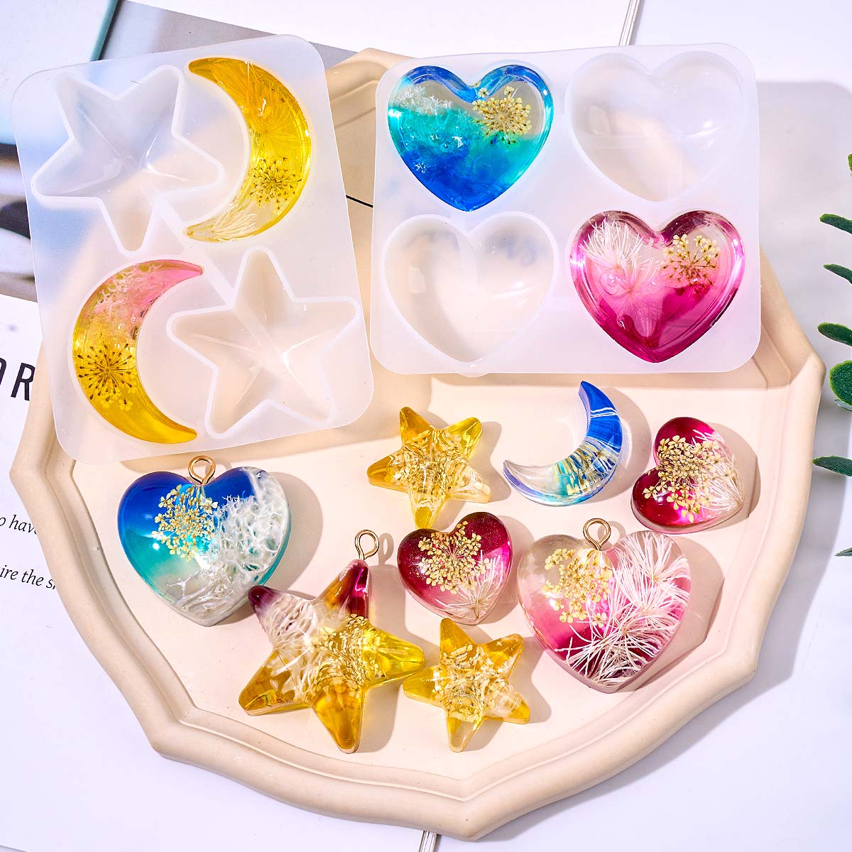 Heart Star Moon Pendant Silico - Resin Art Jewellery recension och pris