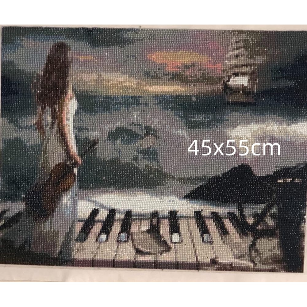 Girl Playing Piano DIY 5D Diam - Resin Art Studio recension och pris
